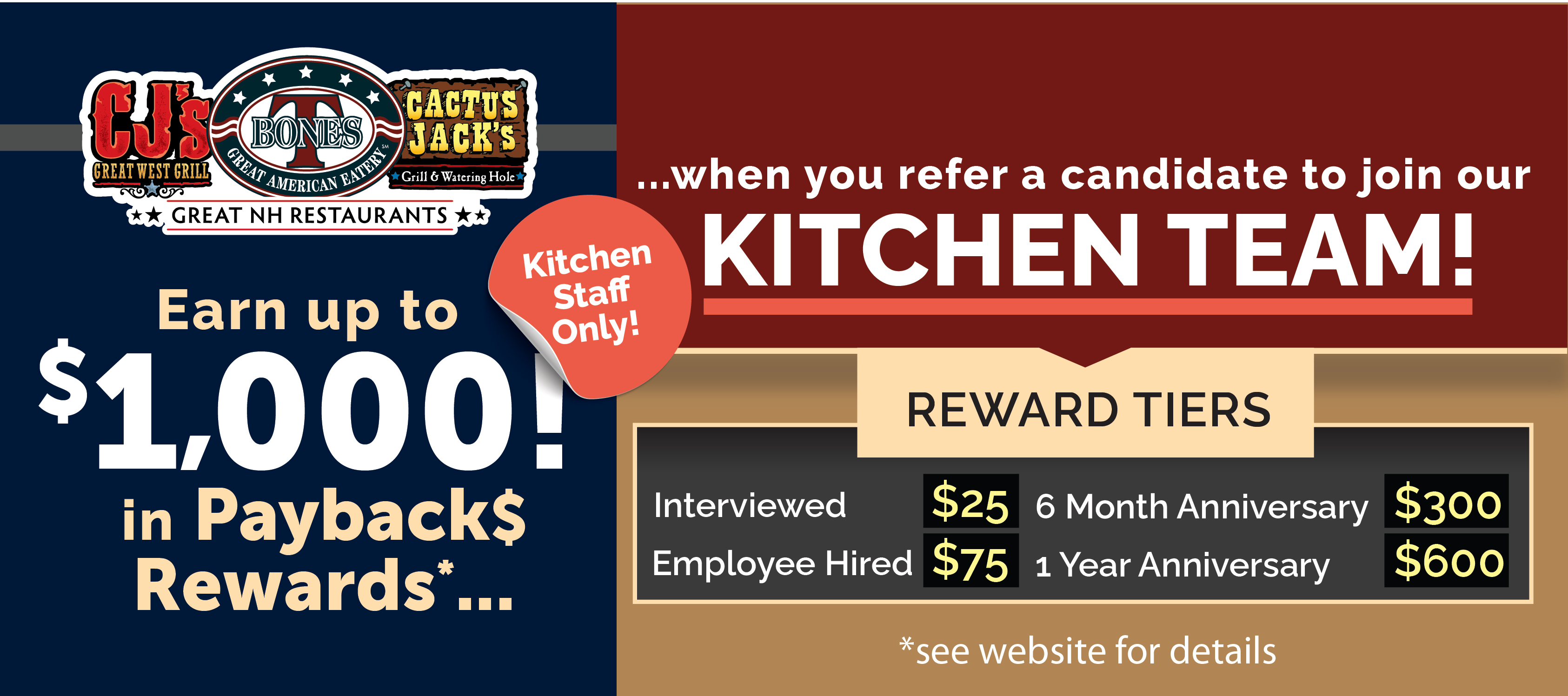Refer an employee & you could up to $1,000*